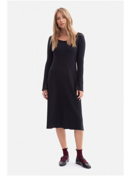 B308 Rib knit midi dress - black