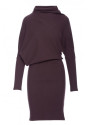 B309 Rib knit blouson dress - dark chocolate