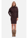 B309 Rib knit blouson dress - dark chocolate