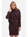 B309 Rib knit blouson dress - dark chocolate