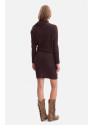 B309 Rib knit blouson dress - dark chocolate