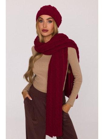 M898 Cable knit scarf - maroon