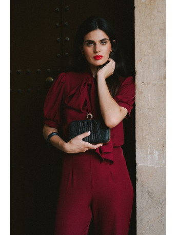 S421 Jumpsuit with a tie bow - maroon