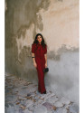 S421 Jumpsuit with a tie bow - maroon