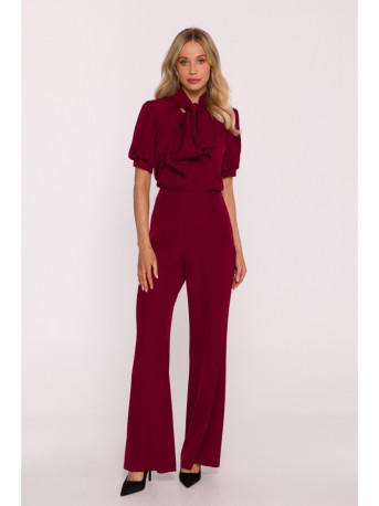 S421 Jumpsuit with a tie bow - maroon