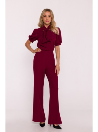 S421 Jumpsuit with a tie bow - maroon