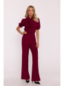 S421 Jumpsuit with a tie bow - maroon