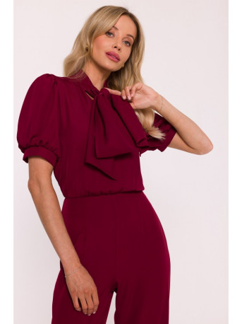 S421 Jumpsuit with a tie bow - maroon