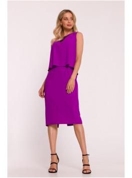 S422 Dress with lace insert - lavender