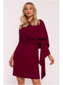 S423 Dress with cape - maroon