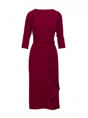 S425 Dress with ruffle detail - maroon
