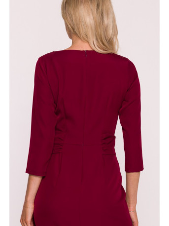 S425 Dress with ruffle detail - maroon