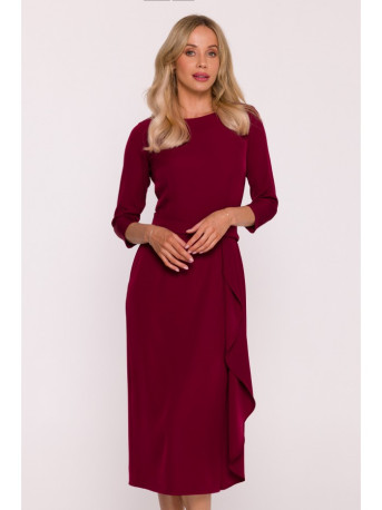 S425 Dress with ruffle detail - maroon