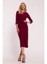 S425 Dress with ruffle detail - maroon