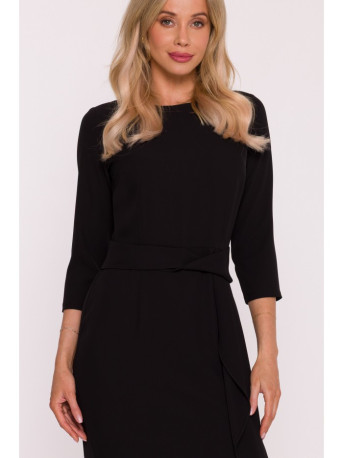 S425 Dress with ruffle detail - black