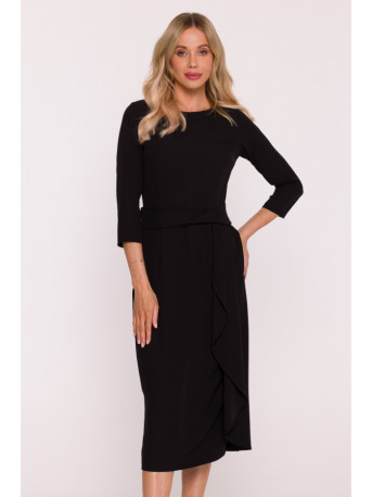 S425 Dress with ruffle detail - black