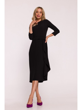 S425 Dress with ruffle detail - black