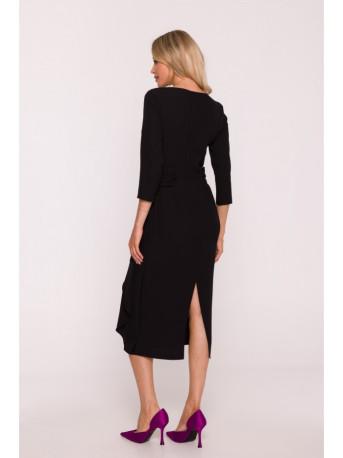 S425 Dress with ruffle detail - black