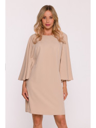 S426 Mini dress with batwing sleeves - beige