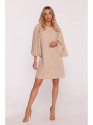 S426 Mini dress with batwing sleeves - beige