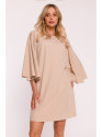 S426 Mini dress with batwing sleeves - beige