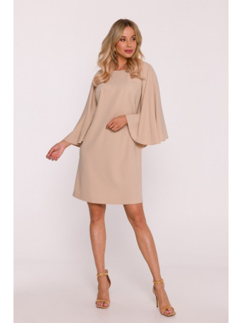 S426 Mini dress with batwing sleeves - beige