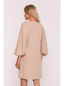 S426 Mini dress with batwing sleeves - beige