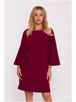 S426 Mini dress with batwing sleeves - maroon