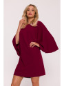 S426 Mini dress with batwing sleeves - maroon