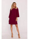 S426 Mini dress with batwing sleeves - maroon