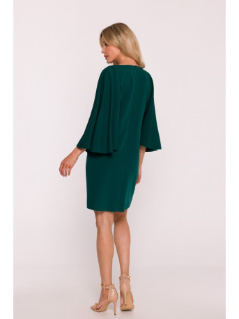S426 Mini dress with batwing sleeves - green