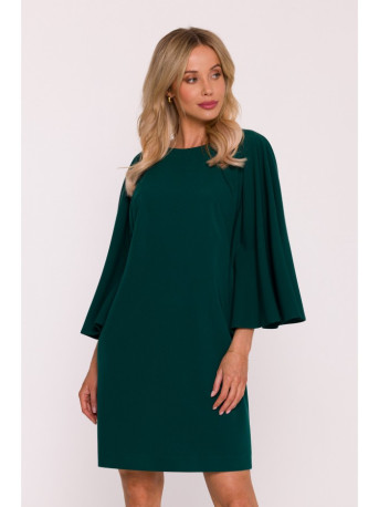 S426 Mini dress with batwing sleeves - green