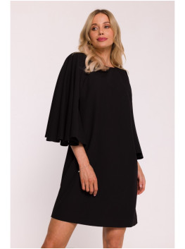 S426 Mini dress with batwing sleeves - black