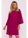 S426 Mini dress with batwing sleeves - plum