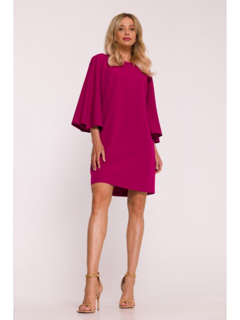 S426 Mini dress with batwing sleeves - plum