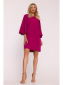 S426 Mini dress with batwing sleeves - plum