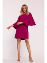 S426 Mini dress with batwing sleeves - plum