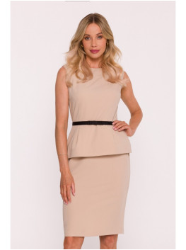 S427 Peplum dress - beige