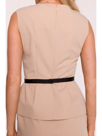 S427 Peplum dress - beige