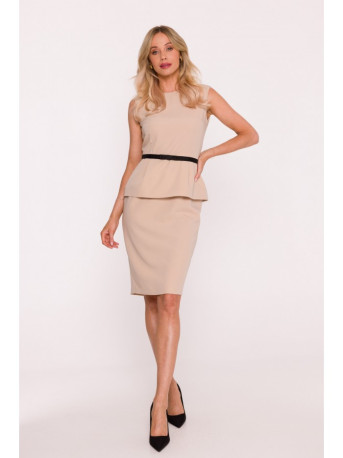S427 Peplum dress - beige