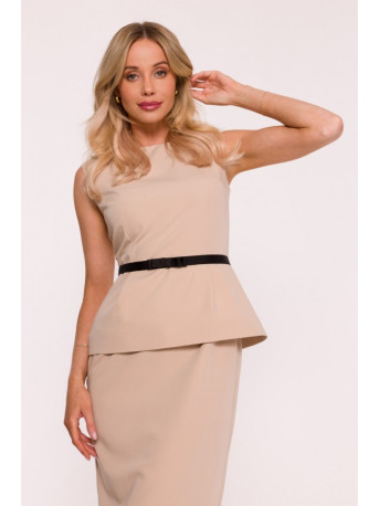 S427 Peplum dress - beige