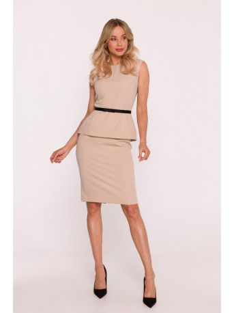 S427 Peplum dress - beige