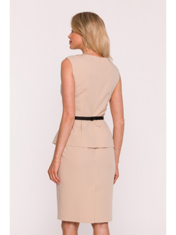 S427 Peplum dress - beige