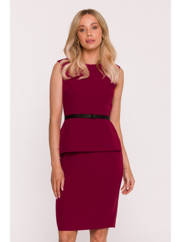 S427 Peplum dress - maroon