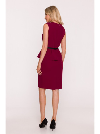 S427 Peplum dress - maroon