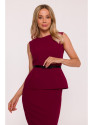 S427 Peplum dress - maroon