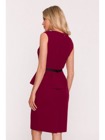 S427 Peplum dress - maroon