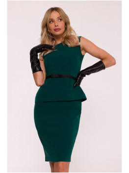 S427 Peplum dress - green