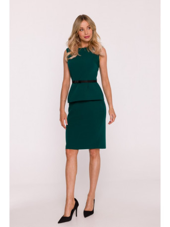 S427 Peplum dress - green