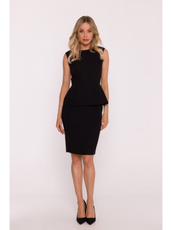 S427 Peplum dress - black